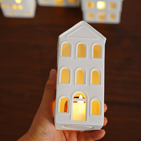 Minimalist Architectural House-Shaped Ceramic Candle Holder