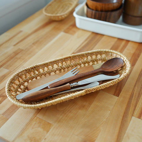 Handcrafted Oval Woven Storage Basket - Multipurpose Organizer for Utensils and More