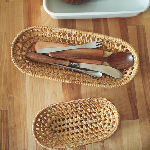 Handcrafted Oval Woven Storage Basket - Multipurpose Organizer for Utensils and More