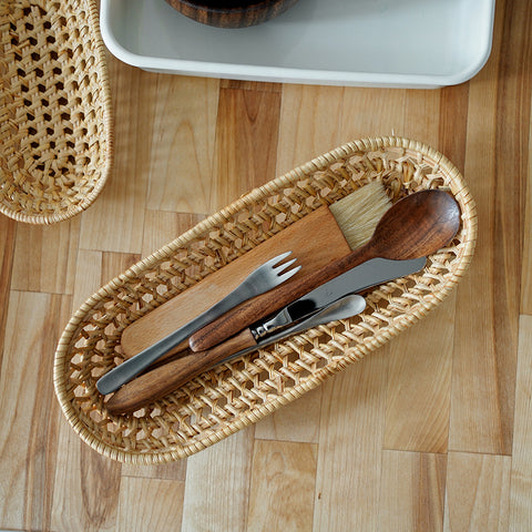 Handcrafted Oval Woven Storage Basket - Multipurpose Organizer for Utensils and More