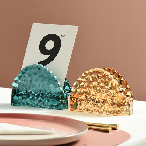 Artisanal Faceted Glass Napkin Holders - Elegant Tabletop Accessories