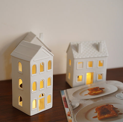 Minimalist Architectural House-Shaped Ceramic Candle Holder