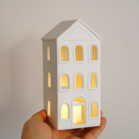 Minimalist Architectural House-Shaped Ceramic Candle Holder