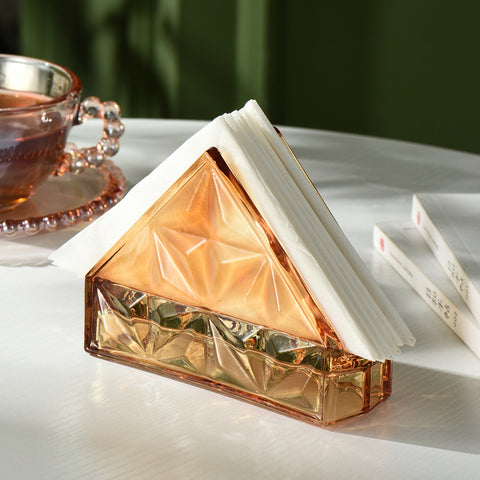 Artisanal Faceted Glass Napkin Holders - Elegant Tabletop Accessories