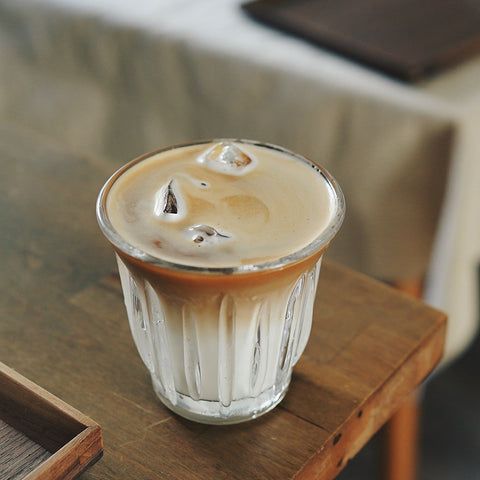 Vintage Grooved Glass Tumbler - Retro Ribbed Cup for Iced Beverages and Coffee