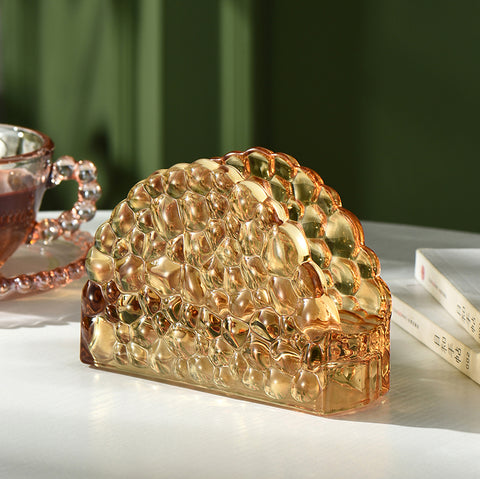 Artisanal Faceted Glass Napkin Holders - Elegant Tabletop Accessories