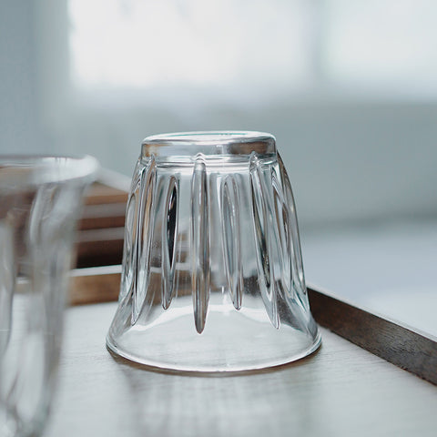 Vintage Grooved Glass Tumbler - Retro Ribbed Cup for Iced Beverages and Coffee