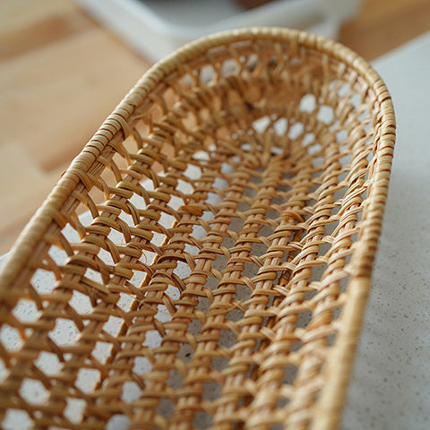 Handcrafted Oval Woven Storage Basket - Multipurpose Organizer for Utensils and More