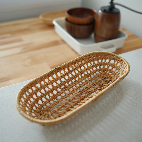 Handcrafted Oval Woven Storage Basket - Multipurpose Organizer for Utensils and More