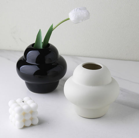 Unique Squeezed Spheres Ceramic Vase