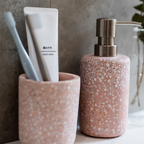 Pink Terrazzo Bathroom Accessory Set