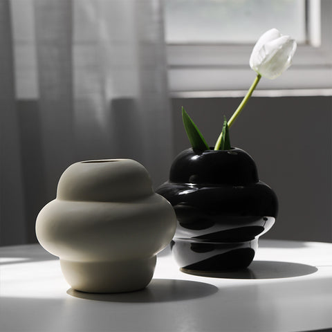 Unique Squeezed Spheres Ceramic Vase