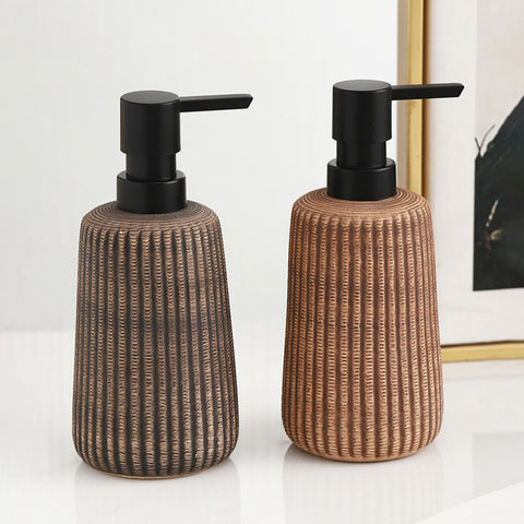 Rustic Ribbed Ceramic Soap Dispenser