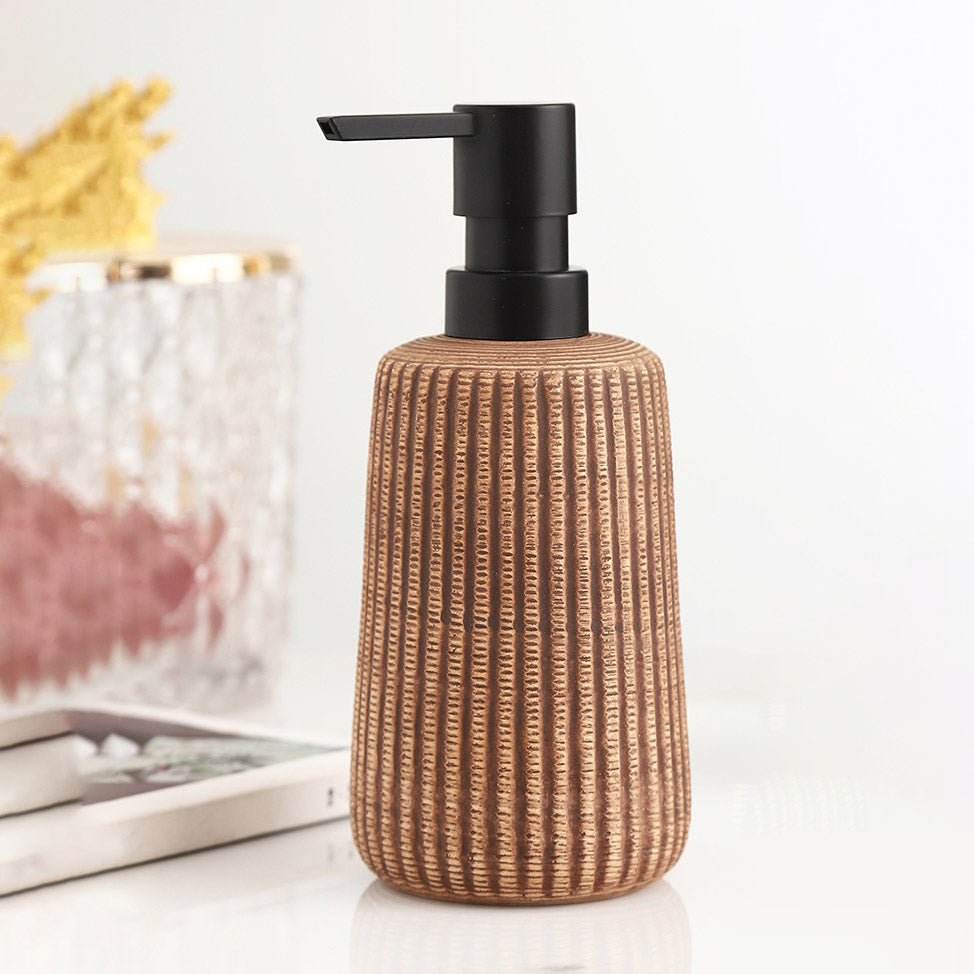 Rustic Ribbed Ceramic Soap Dispenser