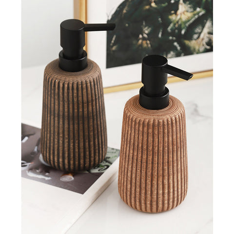 Rustic Ribbed Ceramic Soap Dispenser