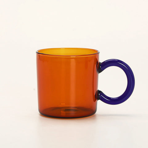 Borosilicate Glass Mug Orange / Blue