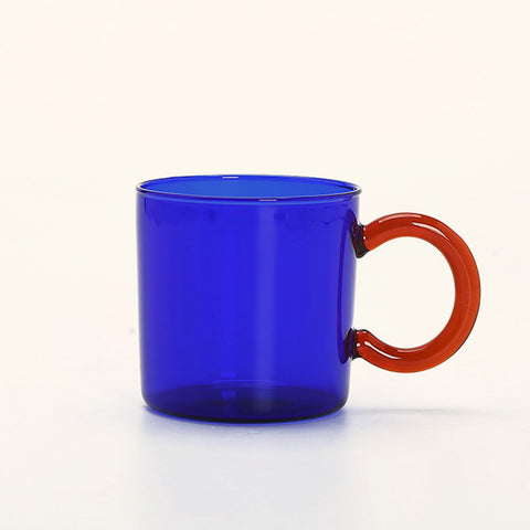 Borosilicate Glass Mug Orange / Blue