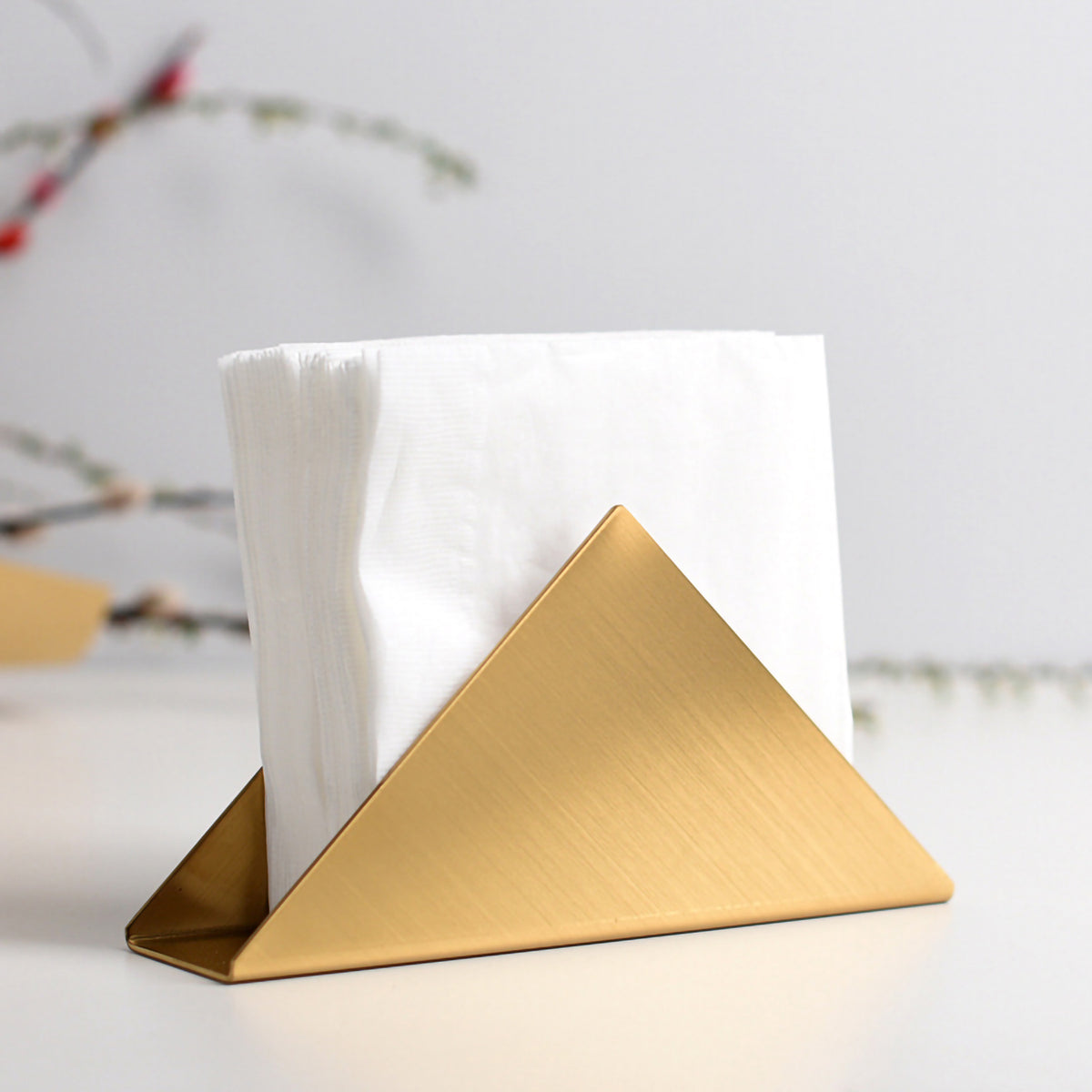 Stylish and Functional Brushed Golden Geometric Napkin Holder for Elevated Dining