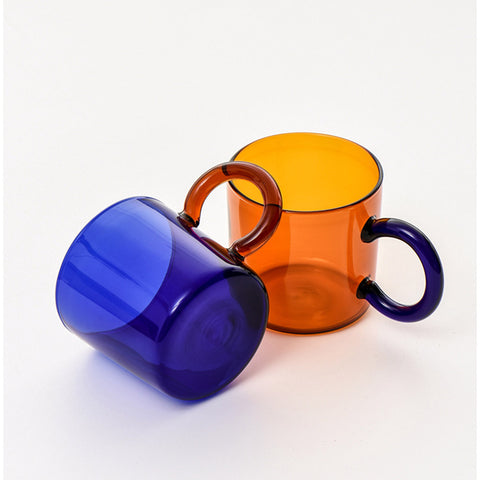 Borosilicate Glass Mug Orange / Blue