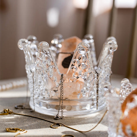 Elegant Glass Crystal Crown Tealight Candle Holder / Container