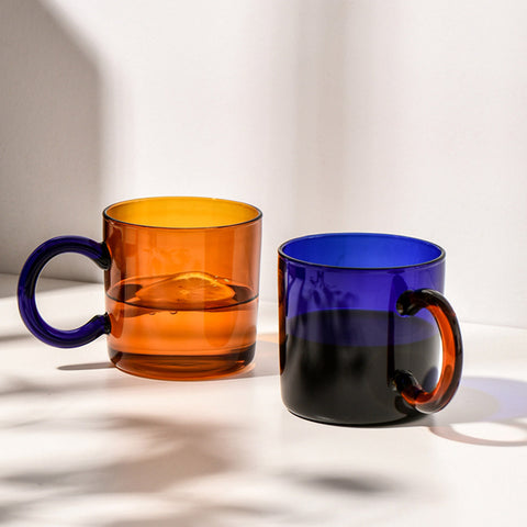 Borosilicate Glass Mug Orange / Blue