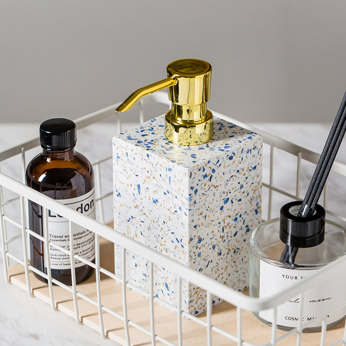 Stylish and Practical Terrazzo-Style Bathroom Accessories Set for Organized and Elegant Bathroom