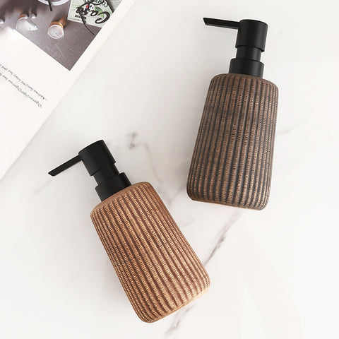 Rustic Ribbed Ceramic Soap Dispenser