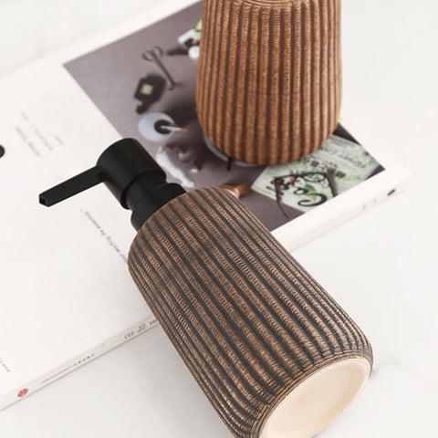 Rustic Ribbed Ceramic Soap Dispenser