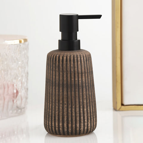 Rustic Ribbed Ceramic Soap Dispenser