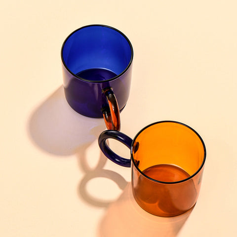 Borosilicate Glass Mug Orange / Blue