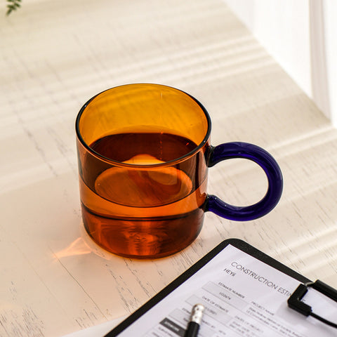 Borosilicate Glass Mug Orange / Blue