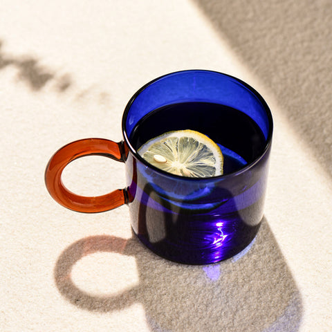 Borosilicate Glass Mug Orange / Blue