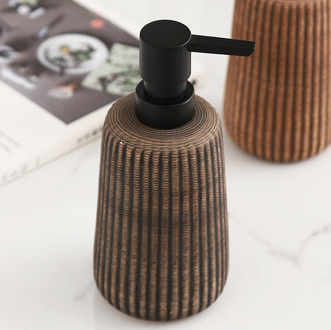 Rustic Ribbed Ceramic Soap Dispenser