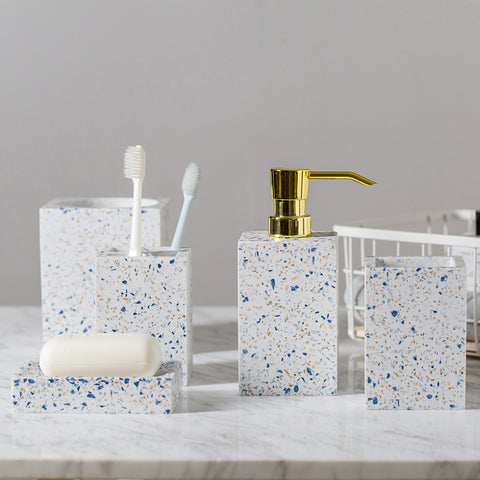 Stylish and Practical Terrazzo-Style Bathroom Accessories Set for Organized and Elegant Bathroom