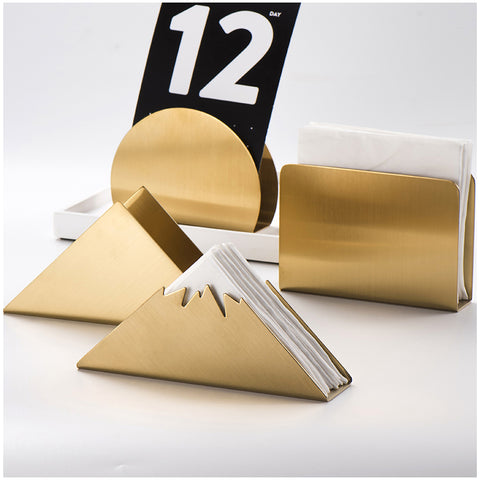 Stylish and Functional Brushed Golden Geometric Napkin Holder for Elevated Dining