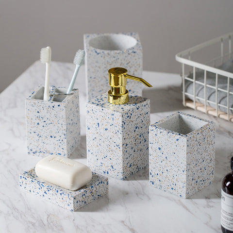 Stylish and Practical Terrazzo-Style Bathroom Accessories Set for Organized and Elegant Bathroom