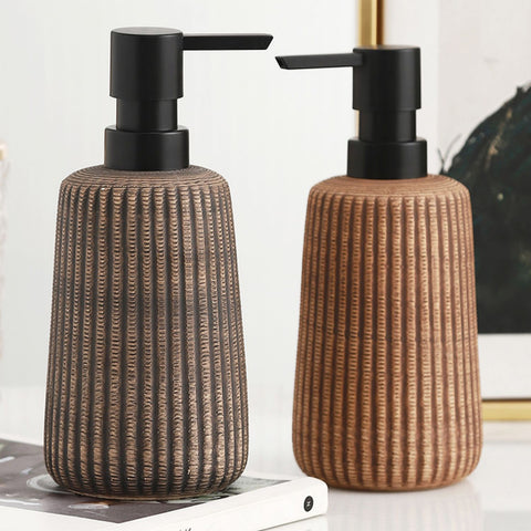 Rustic Ribbed Ceramic Soap Dispenser