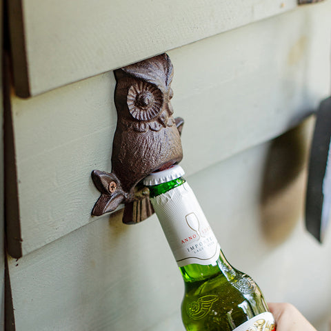 Charming Owl Cast Iron Wall Mounted Corkscrew