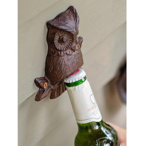 Charming Owl Cast Iron Wall Mounted Corkscrew